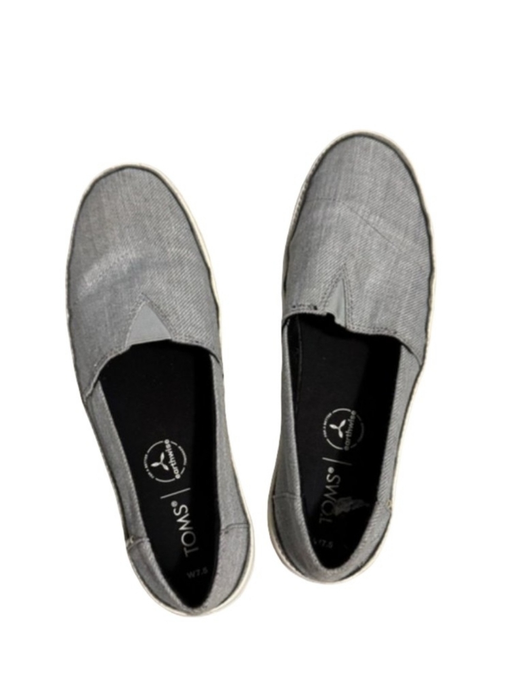 Toms Gray Canvas Slip-On Loafers  Shoe Casual Walking Runners Size 7.5